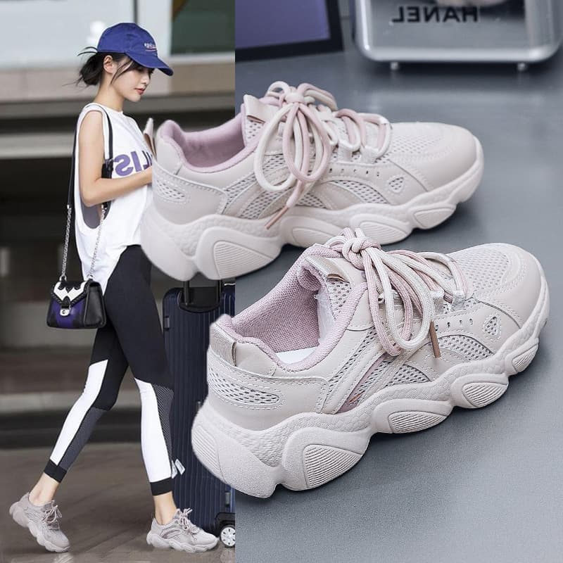 メッシュ軽量ランニングシューズ クッション厚底